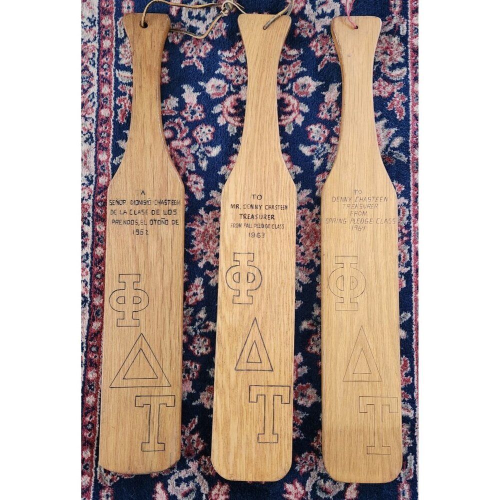 3 Phi Delta Theta UNH Fraternity Pledge Paddle Boards 1962 1963 1964 Vintage 24"